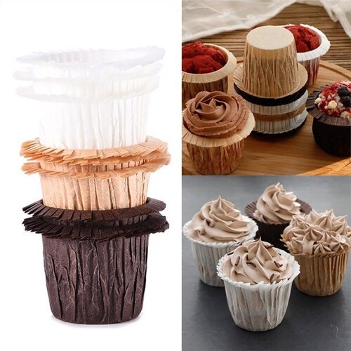 25 PCs Mini Brown Color Tulip Cupcake Baking Cups Divena In